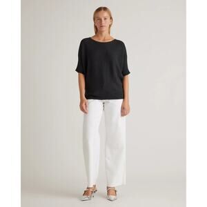 Lightweight Cotton Cashmere Link-Stitch Dolman Sweater in Heather Charcoal